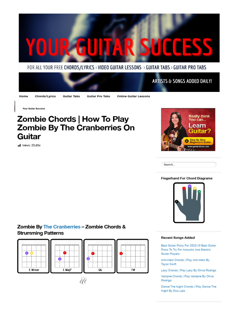 Zombie Chords by The Cranberries Your Guitar Success | PDF | Rock Music ...