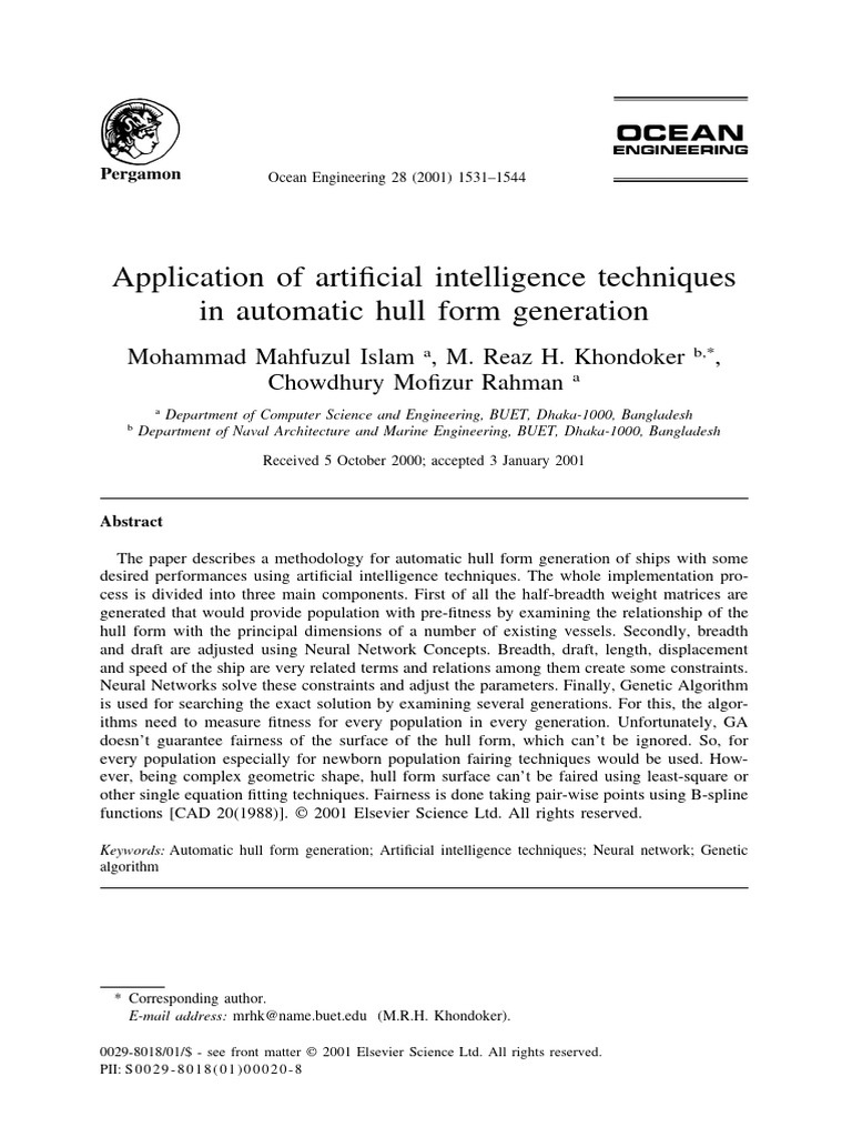 2001 islam application of ai techniques in automatic hull form