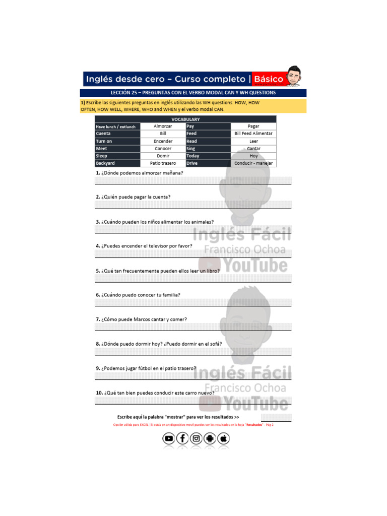 LECCI%C3%93N 25 - VERBO MODAL CAN %2B WH QUESTIONS | PDF