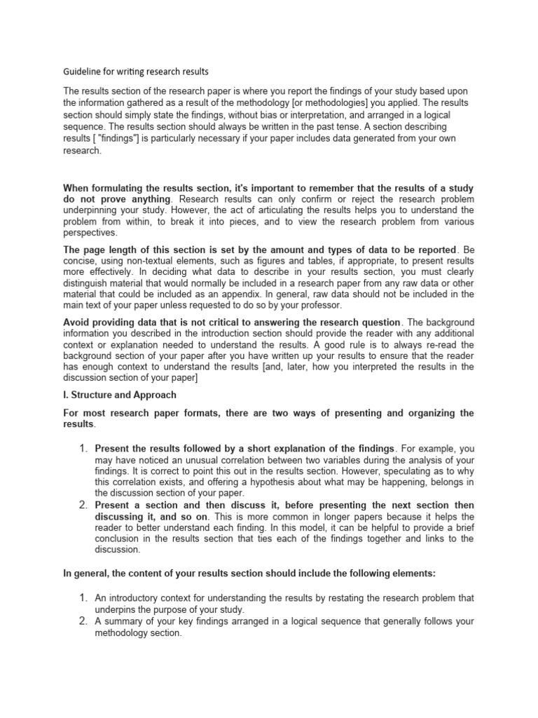 Guideline for writing research results pdf methodology cognition