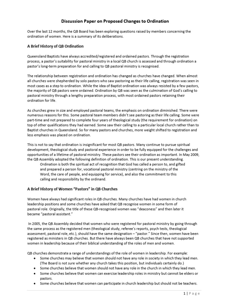 L. Reapproaching The QB Ordination Process | PDF | Ordination | Pastor