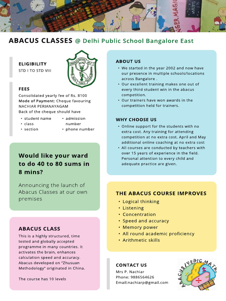 Abacus Classes Fee Structure and Details | PDF