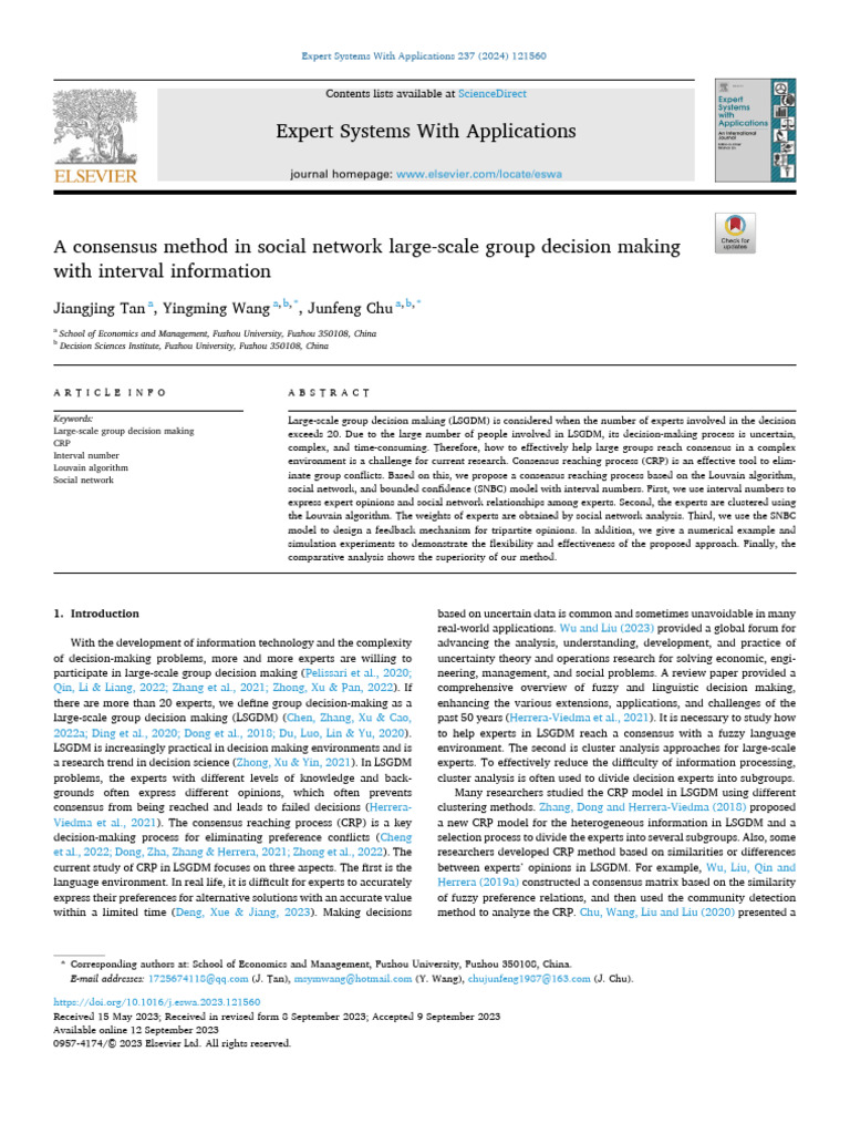 Consensus in Large-Scale Decision Making | PDF | Decision Making ...