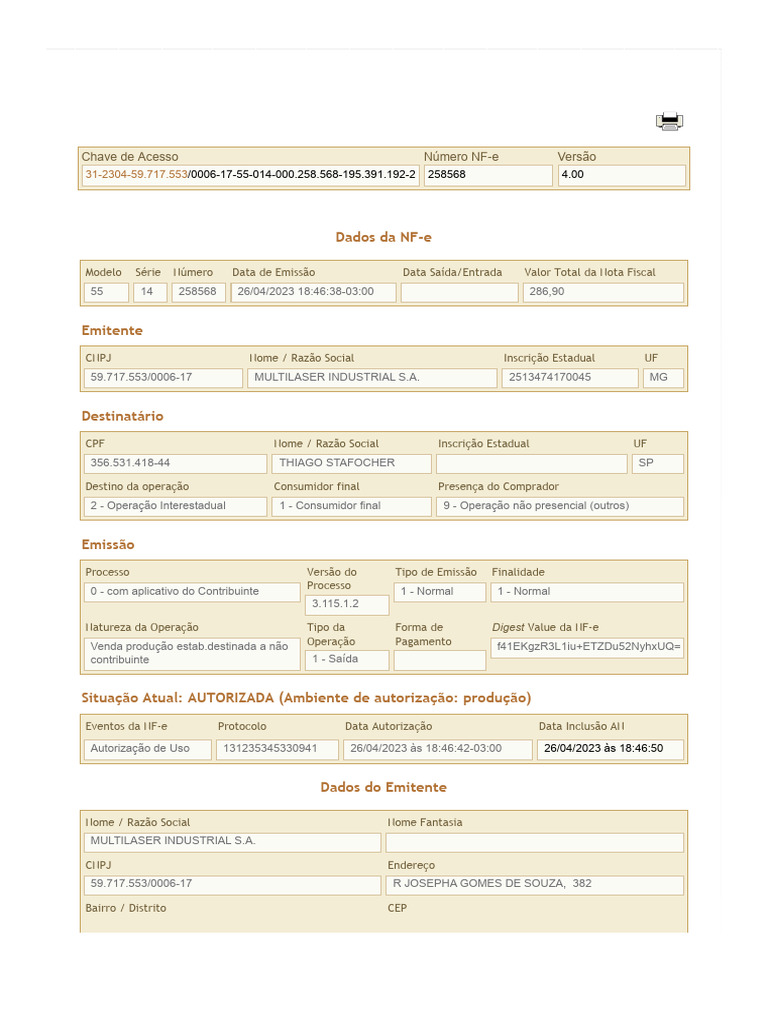 Nota Fiscal Eletrônica Jadlog | PDF | Recibo | Taxa de imposto