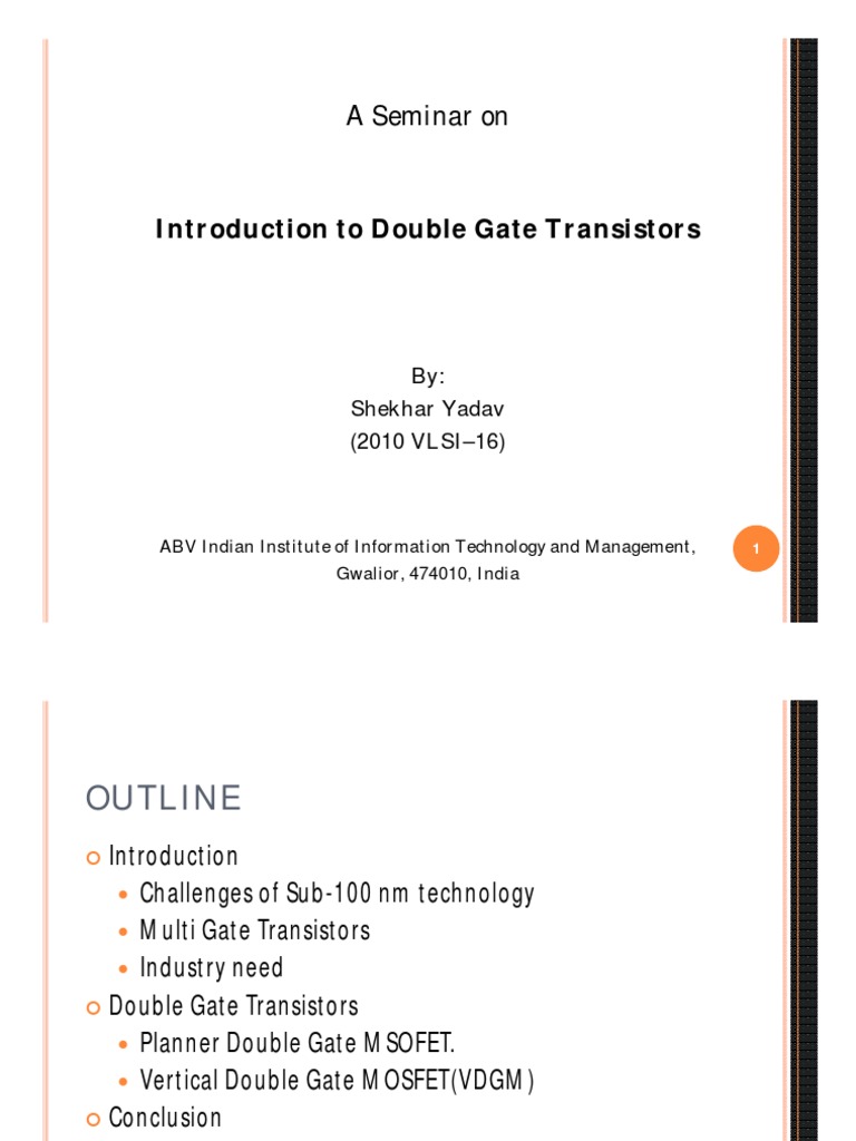 Introduction to Double Gate MOSFETs | PDF | Mosfet | Field Effect ...