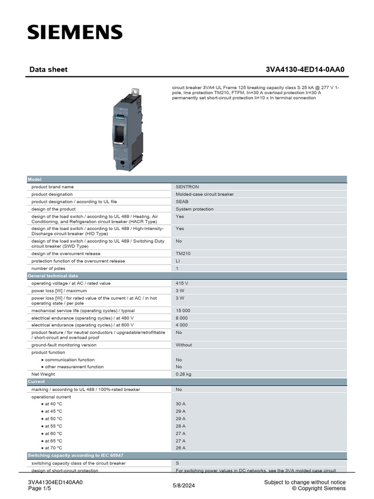 3VA41304ED140AA0 Datasheet en | PDF | Electronic Engineering ...