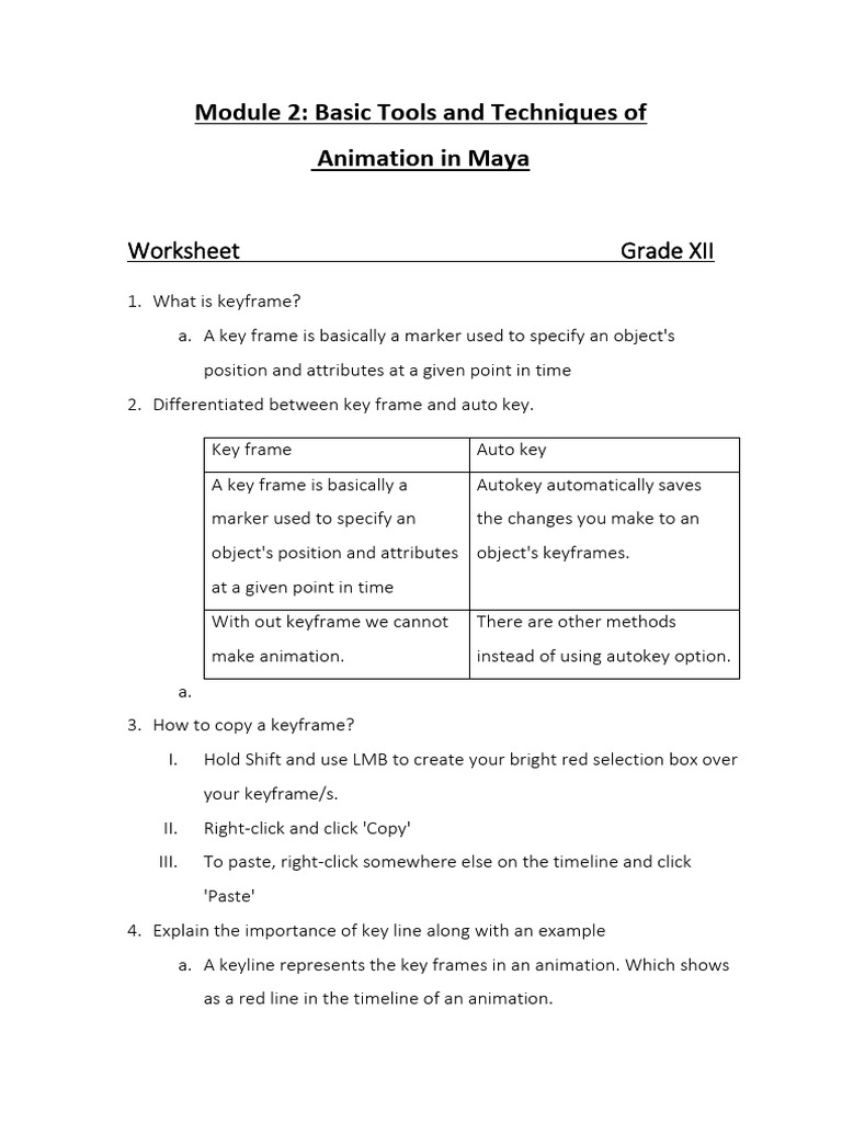 Ans worksheet basic tools in maya new pdf tangent