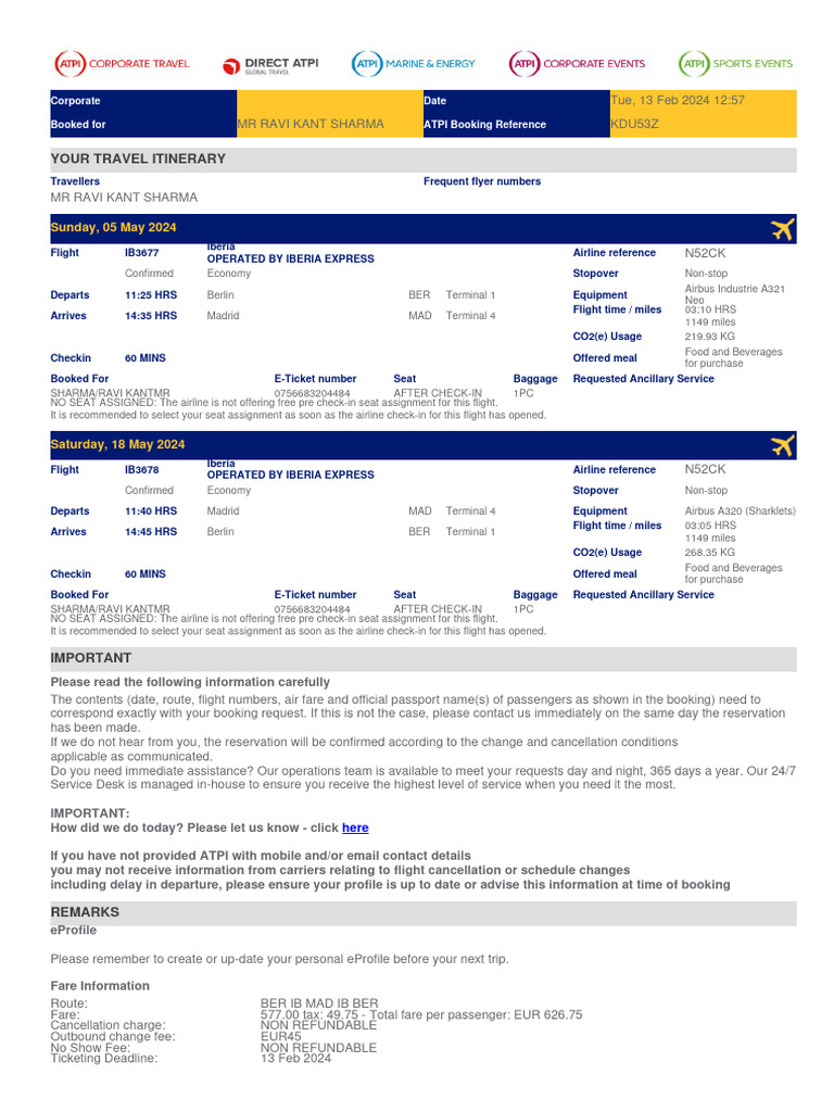 ATPI - Itinerary - KDU53Z - Lead - MR RAVI KANT SHARMA - 05-MAY-24 ...