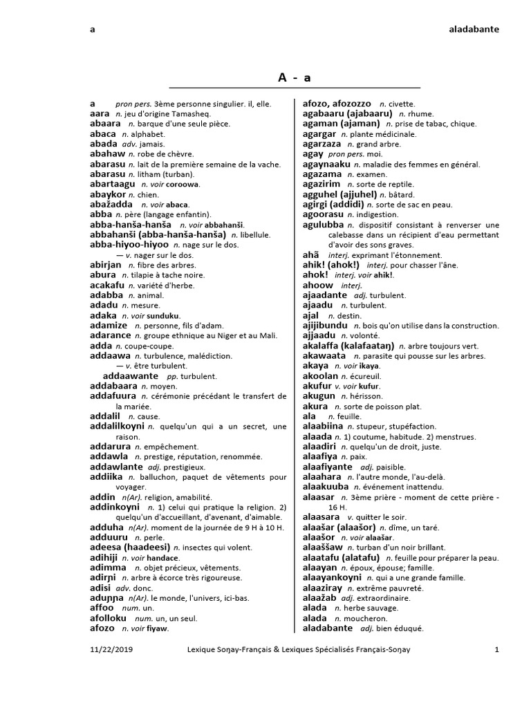 Lexique Soŋay-Français | PDF | Arts du langage et discipline | Maison ...