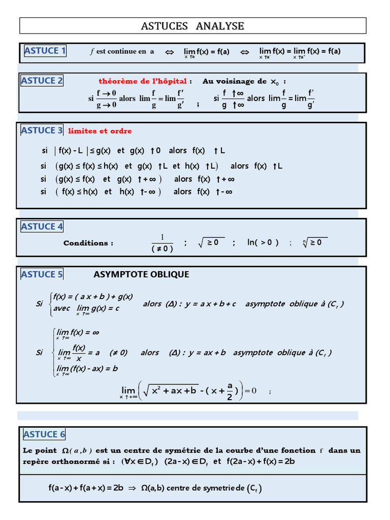 Astuces Mathématiques pour Concours | PDF | Mathématiques | Analyse ...