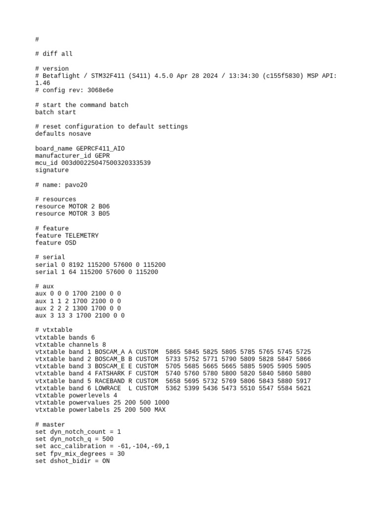 Betaflight Config for Pavo20 Drone | PDF | Computing | Software