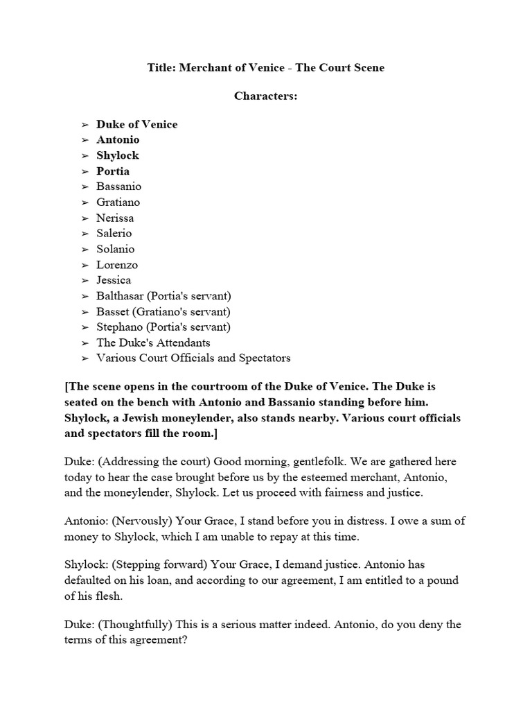 Merchant of Venice - The Court Scene | PDF | The Merchant Of Venice ...