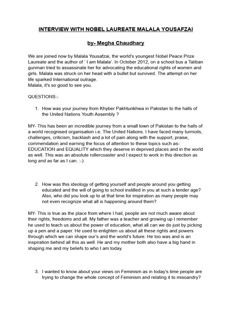 Malala Yousafzai: Insights on Education and Equality | PDF | Malala ...