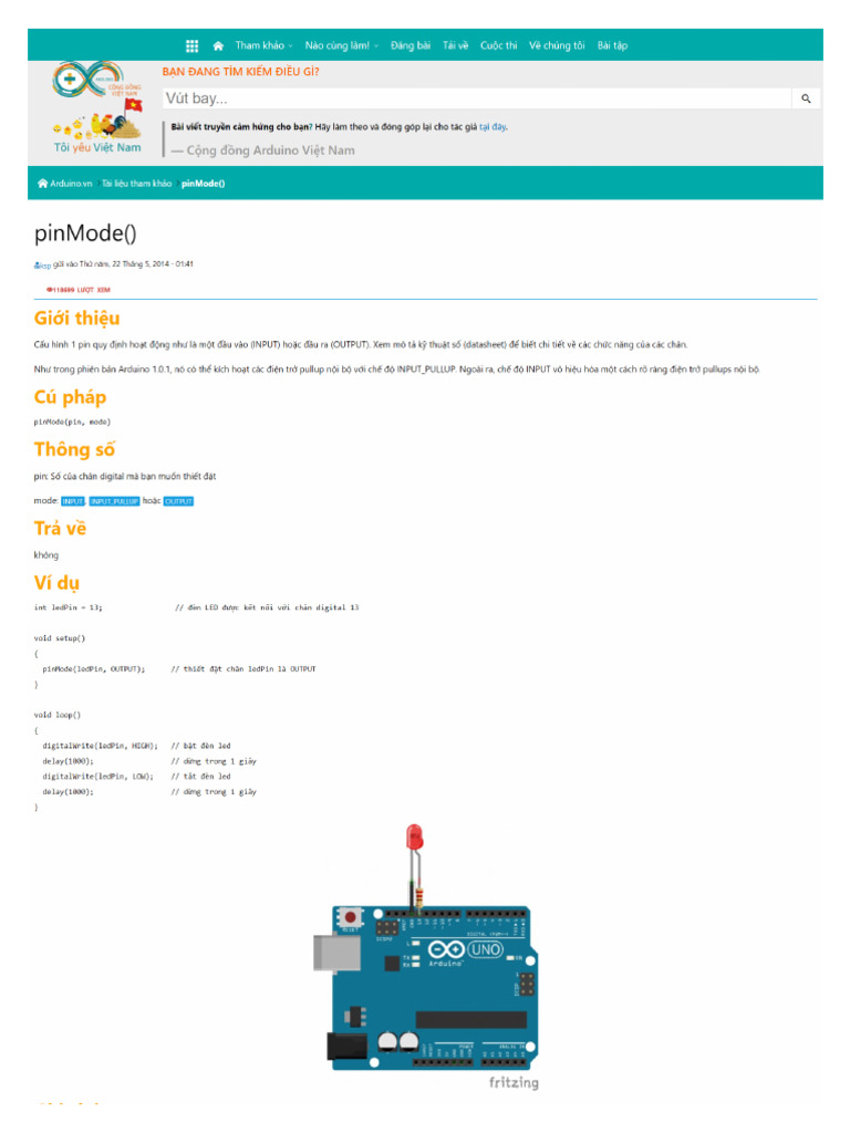 Arduino Pinmode Reference
