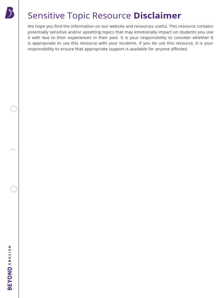 Sensitive Topic Resource Disclaimer | PDF