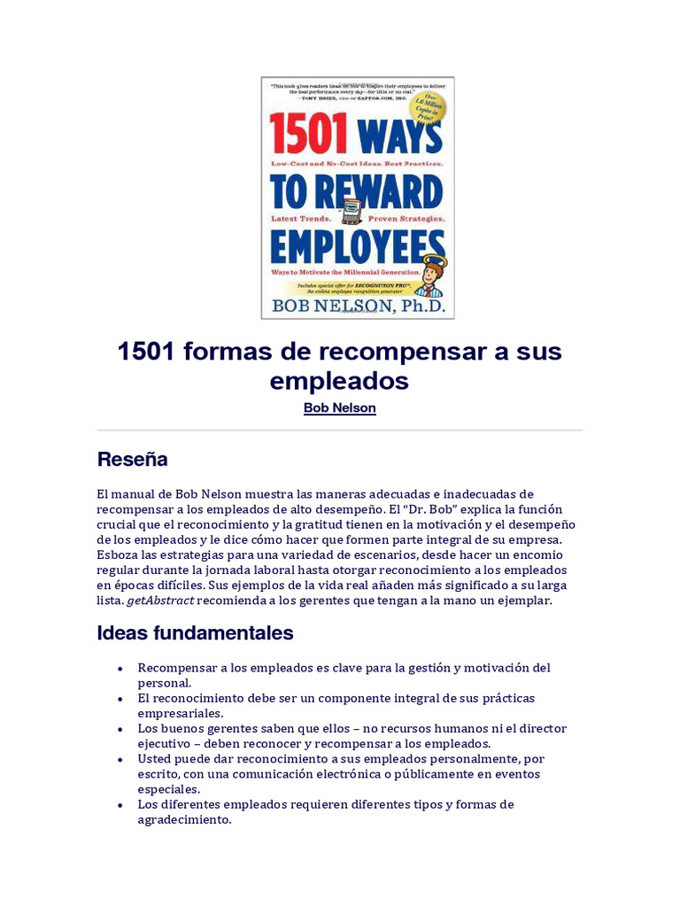 1501 Formas de Recompensar A Sus Empleados | PDF | Motivación ...