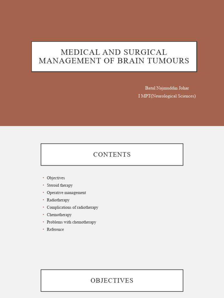 Medical and Surgical Management of Brain Tumors | PDF | Radiation ...