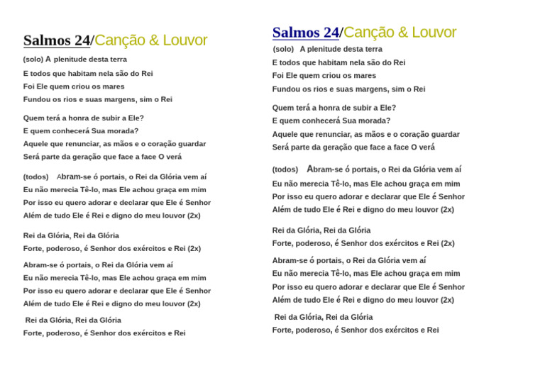 Salmos 24: A Plenitude da Terra | PDF | Religião e Espiritualidade