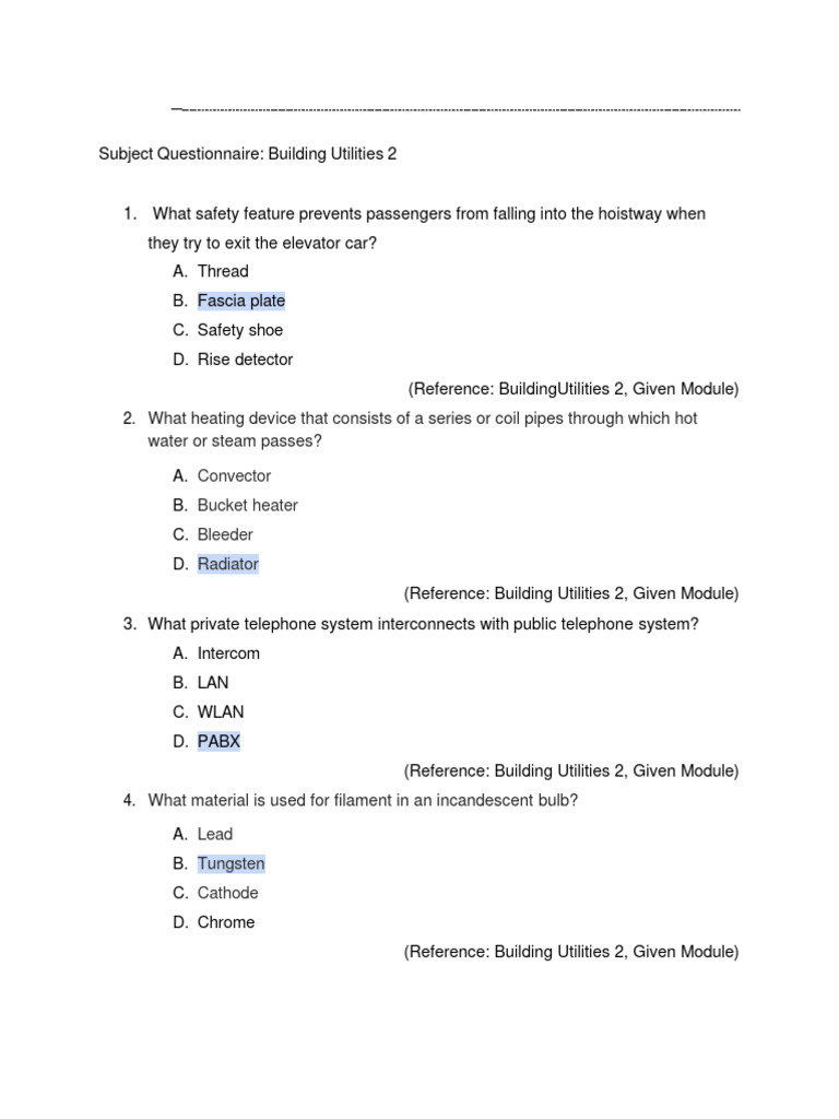 Building Utilities Reviewer | PDF | Fuse (Electrical) | Elevator