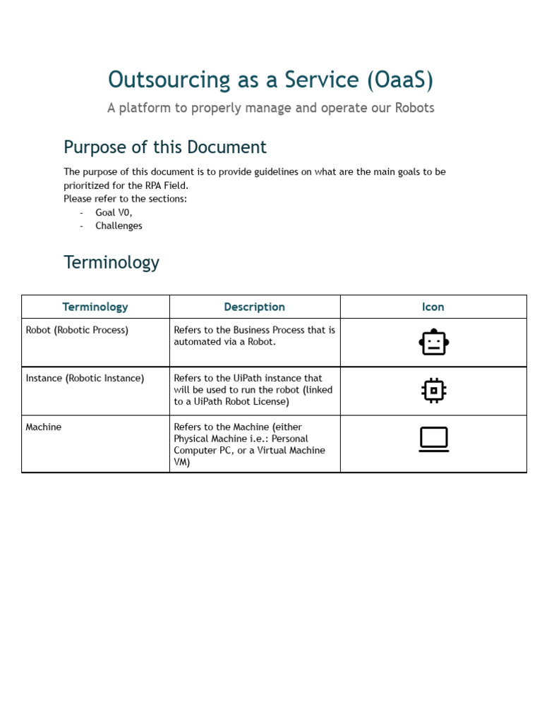 OaaS Guidelines for RPA Management | PDF | Robot | Robotics