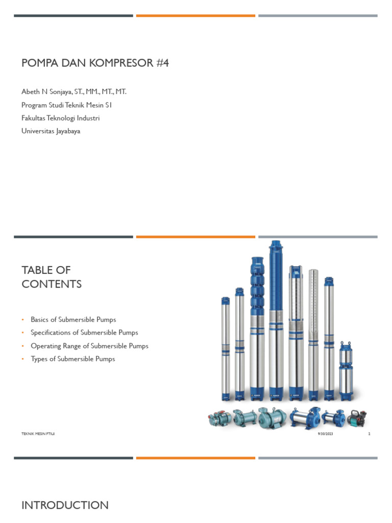 Submersible Pumps: Types and Specs | PDF | Pump | Hydraulics