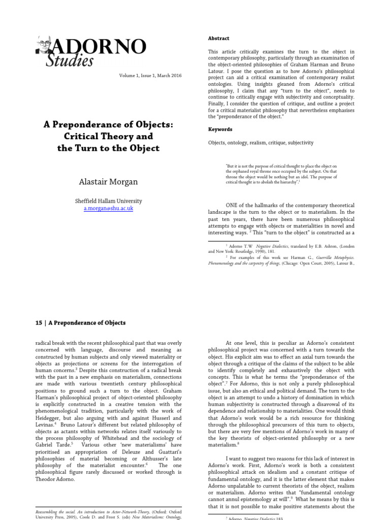 Preponderance | PDF | Ontology | Theodor W. Adorno