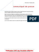 Communiqué de presse sur la mobilisation du 1er décembre 2011 dans les centres d'appels prestataires