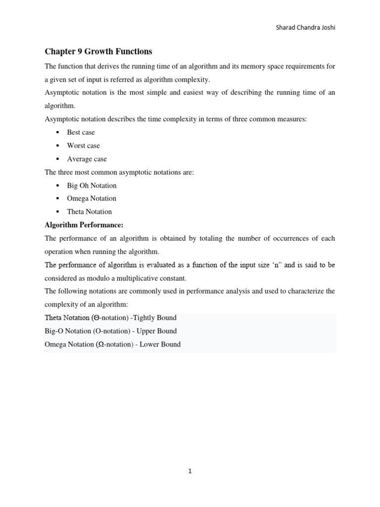 Chapter 9 - Growth Functions | PDF | Mathematical Concepts | Computer ...