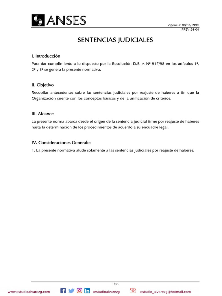 ANSES PREV-24-04-1999 Sentencias Judiciales | PDF | Sentencia (ley