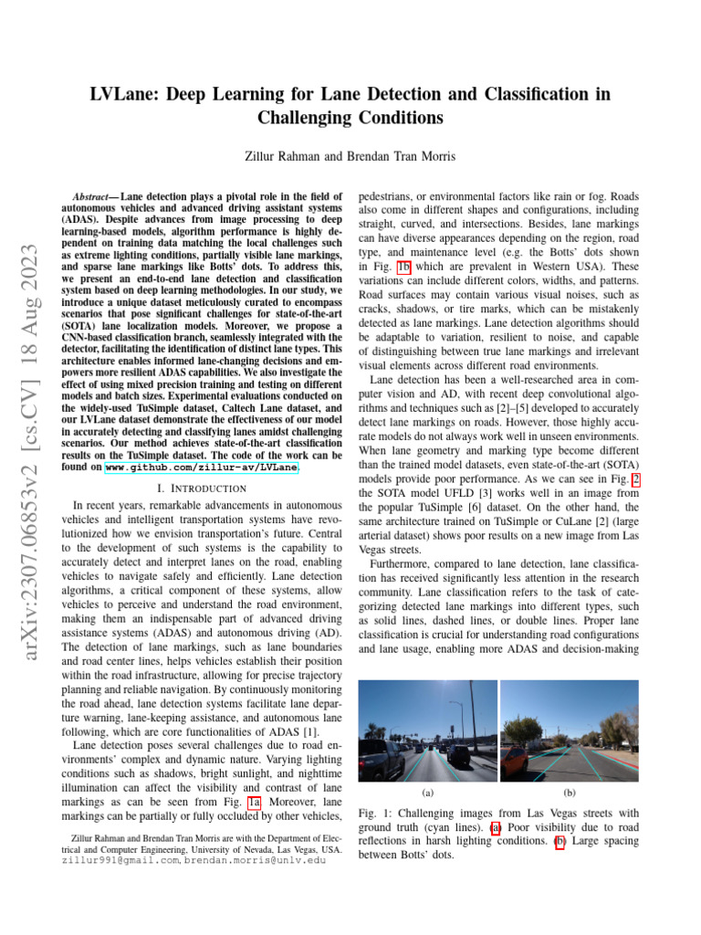 LVLane: Deep Learning for Lane Detection | PDF | Deep Learning | Image ...