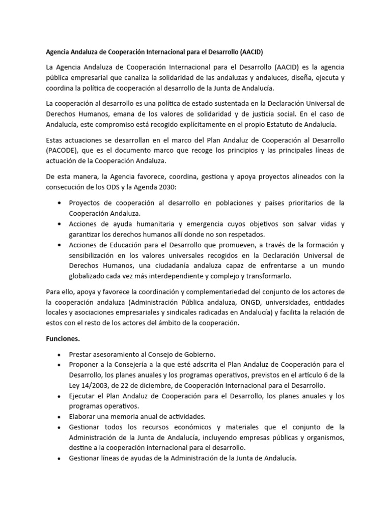 Cooperación Internacional en Andalucía | PDF | Ayuda para el desarrollo ...