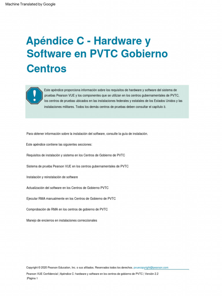 PVTC Appendix C - Hardware and Software at PVTC Government Centers ...
