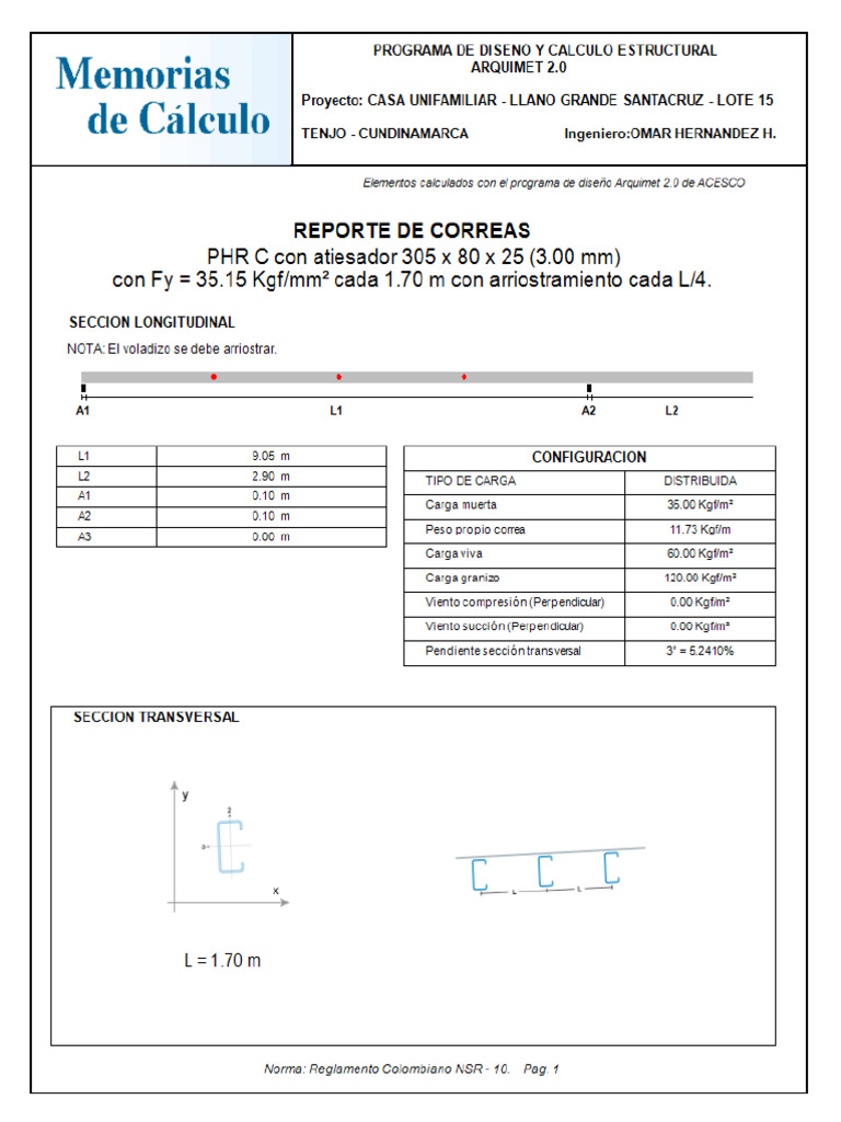 Perfil de Cubierta (Teja 7 KG + 18 KG de Cielo Raso) | PDF