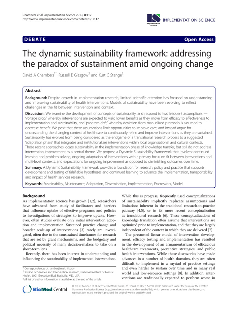 The Dynamic Sustainability Framework: Addressing The Paradox of ...