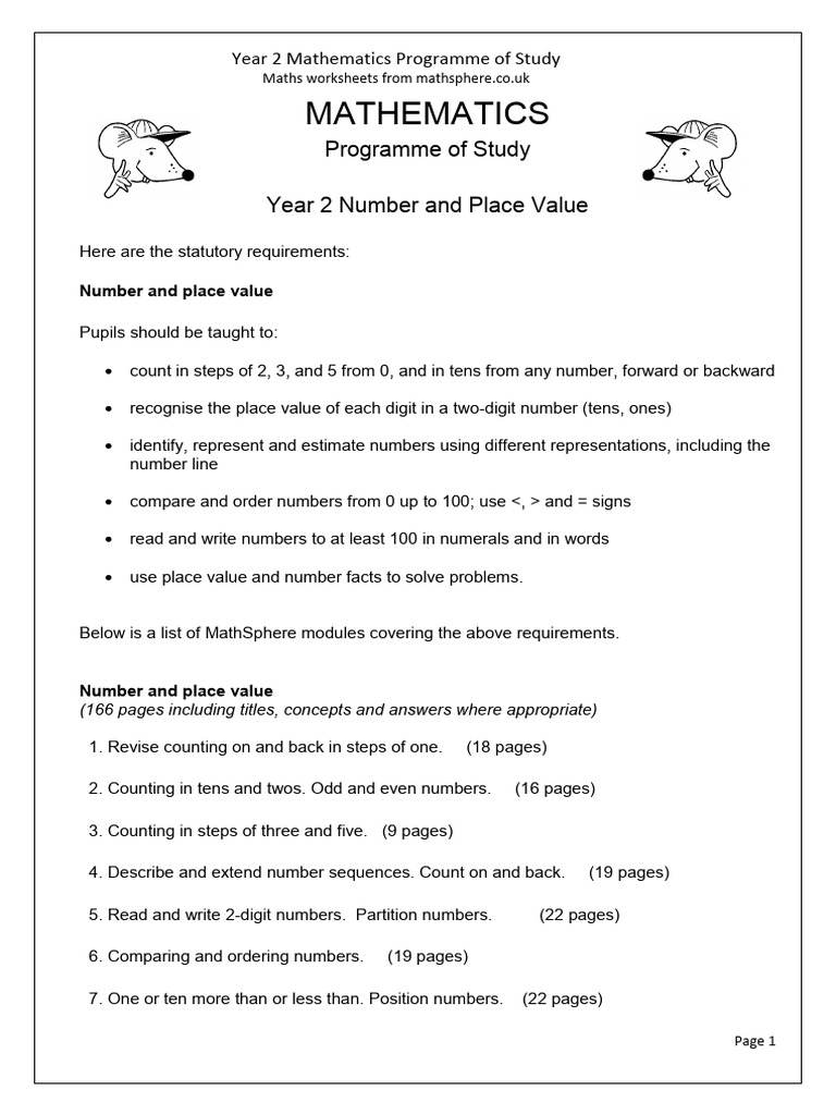Year 2 Maths Programme of Study | PDF | Multiplication | Numbers