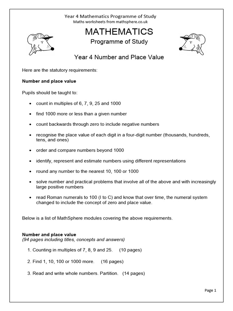 Year 4 Maths Curriculum Overview | PDF | Multiplication | Numbers