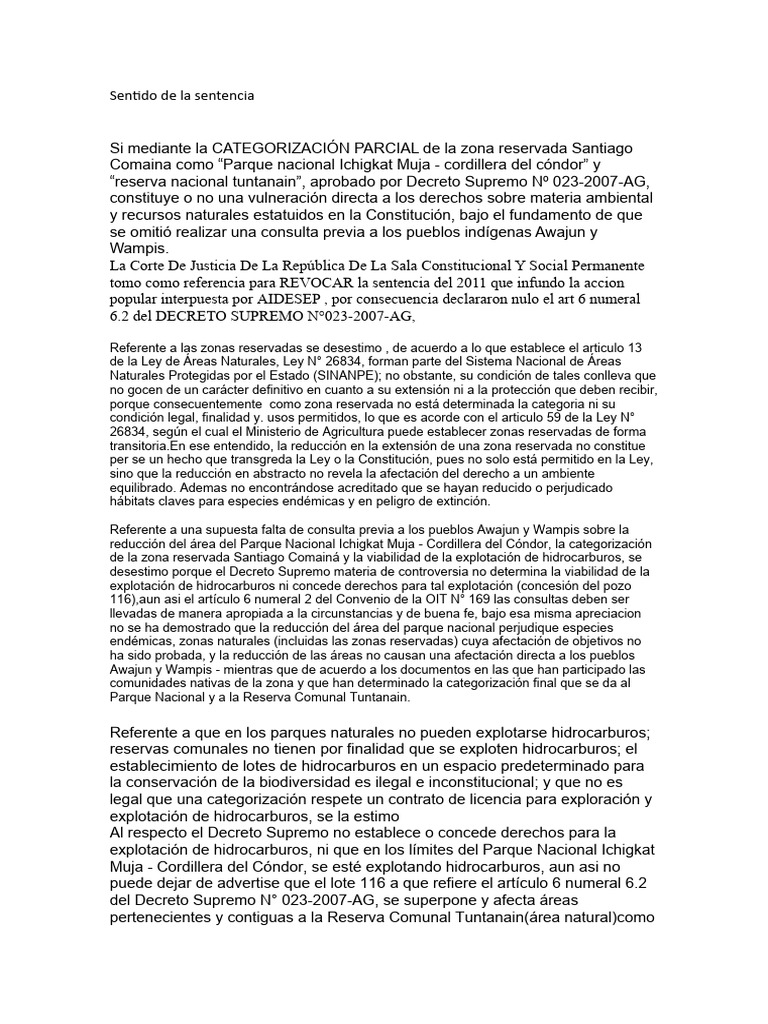 Sentido de La Sentencia | PDF | Constitución | Estado (política)