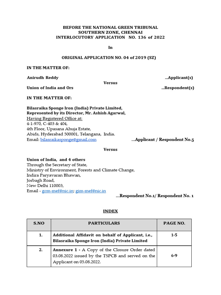 Bilasraika Sponge Iron NGT Application | PDF