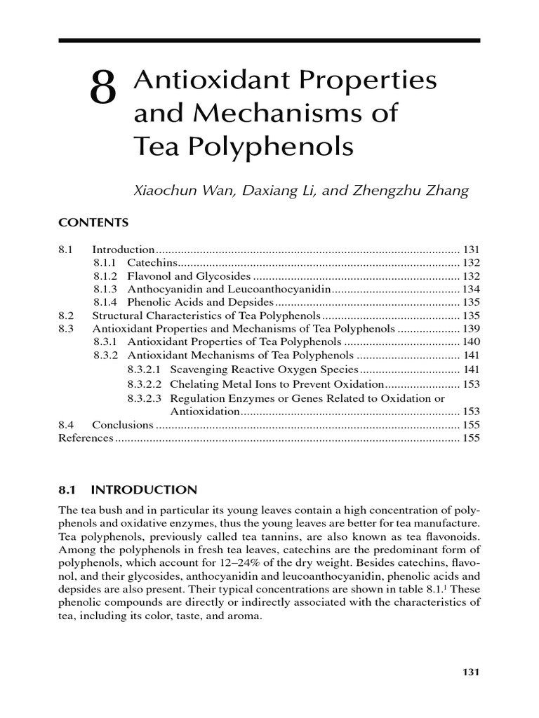 Antioxidant Mechanisms of Tea Polyphenols | PDF | Polyphenol | Phenolic ...