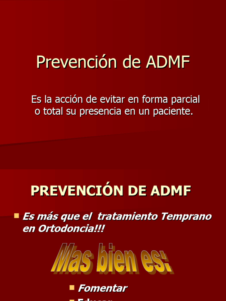 Prevención de ADMF | PDF | Asistencia sanitaria preventiva | Odontología