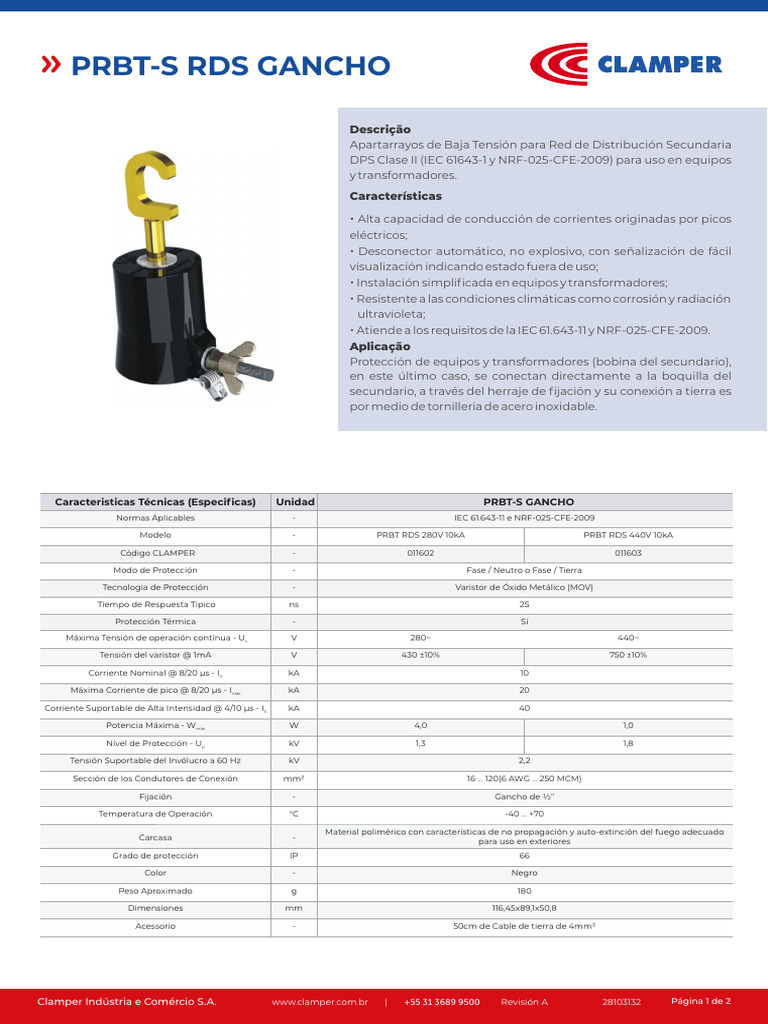 Apartarrayos DPS Clase II para Transformadores | PDF | Transformador ...