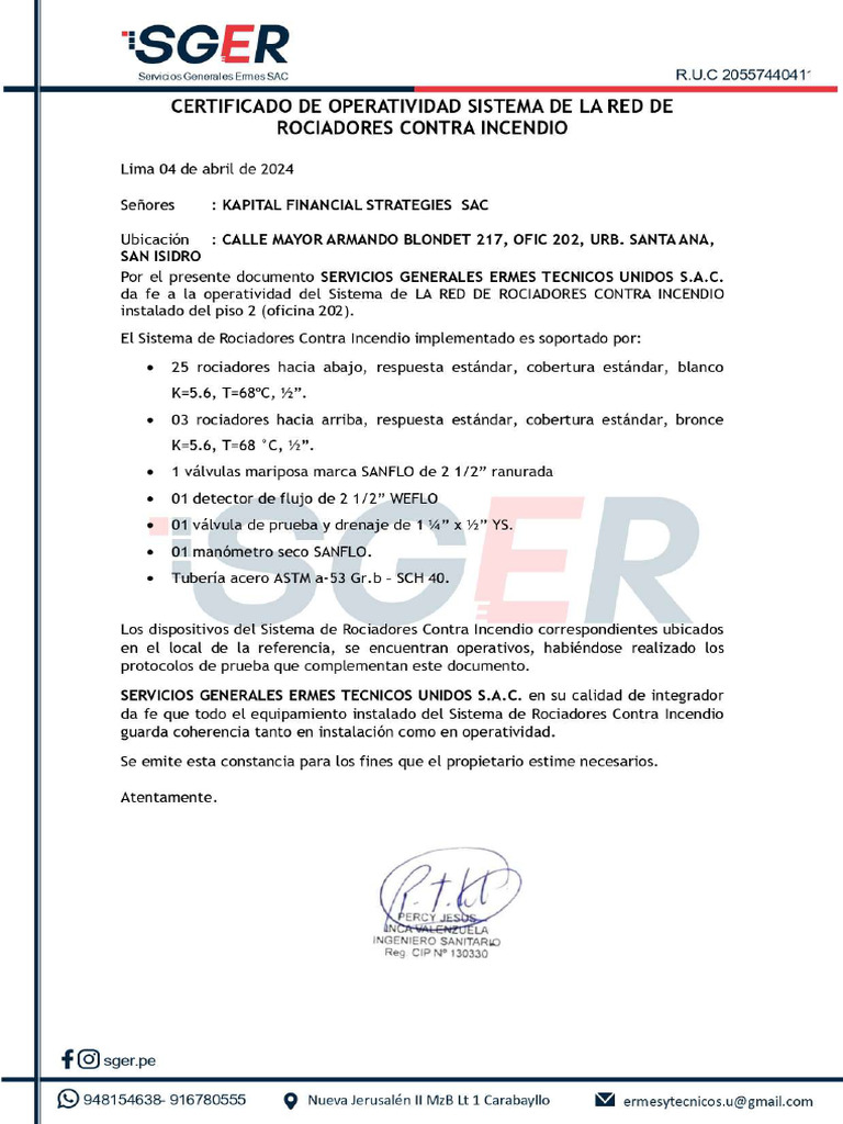 Certificado de Operatividad | PDF