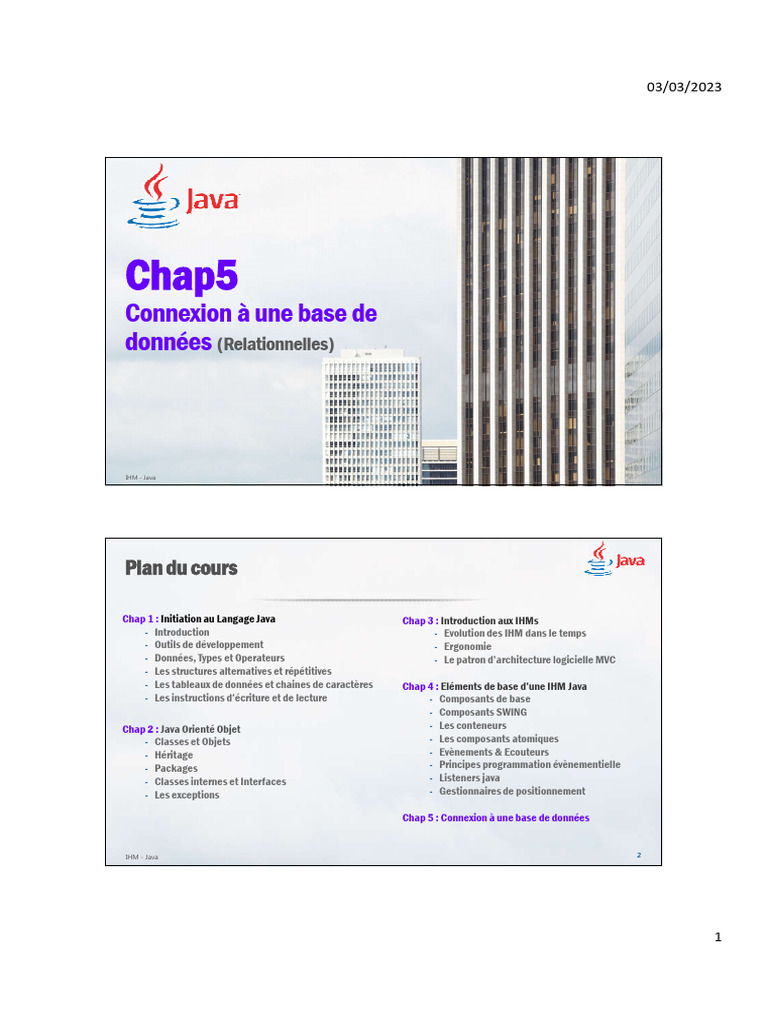 IHM Java : Connexion à une Base de Données | PDF | SQL | Java (Langage ...