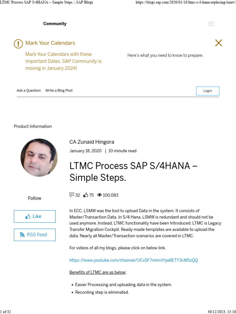 00 Processo LTMC SAP S - 4HANA - Etapas Simples Blogues SAP - EN | PDF ...