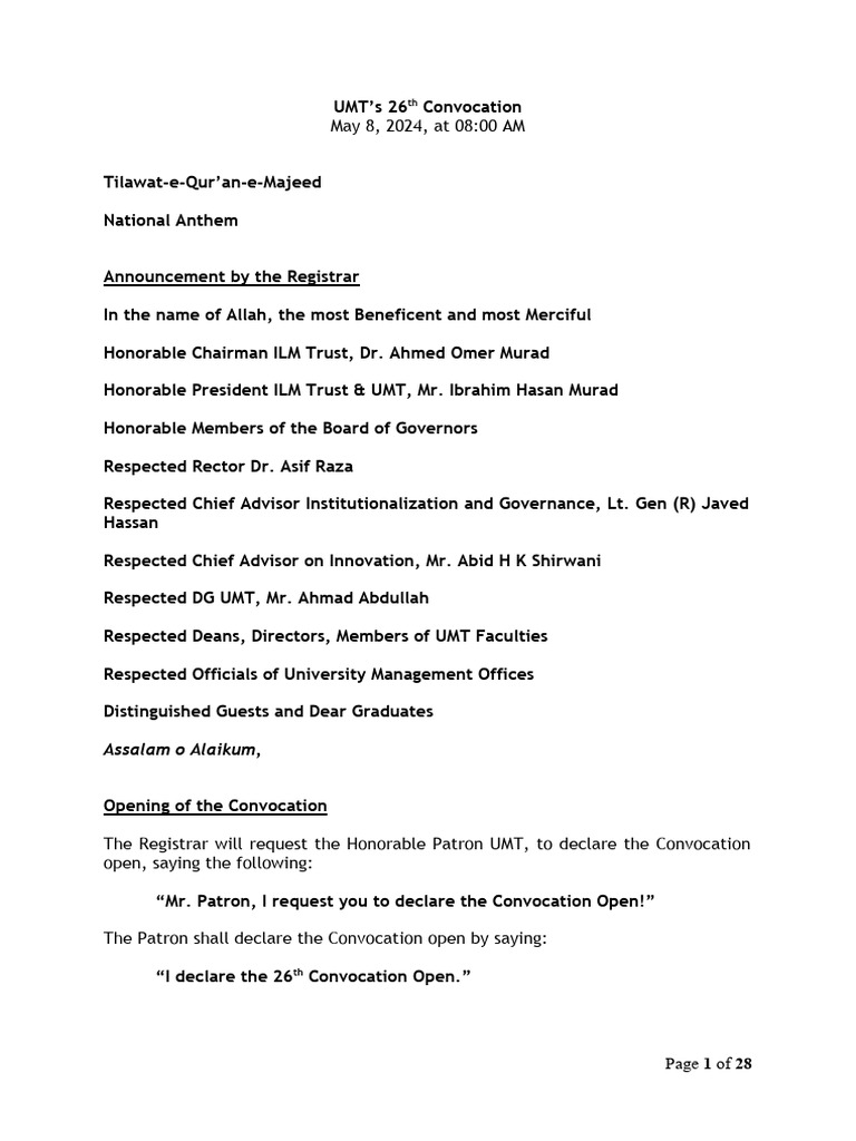 26th Convocation Proceedings May 7 | PDF | Academic Degree | Bachelor's ...