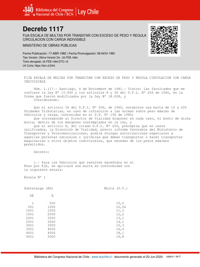 Decreto 1117 - 17 ABR 1982 | PDF | Chile