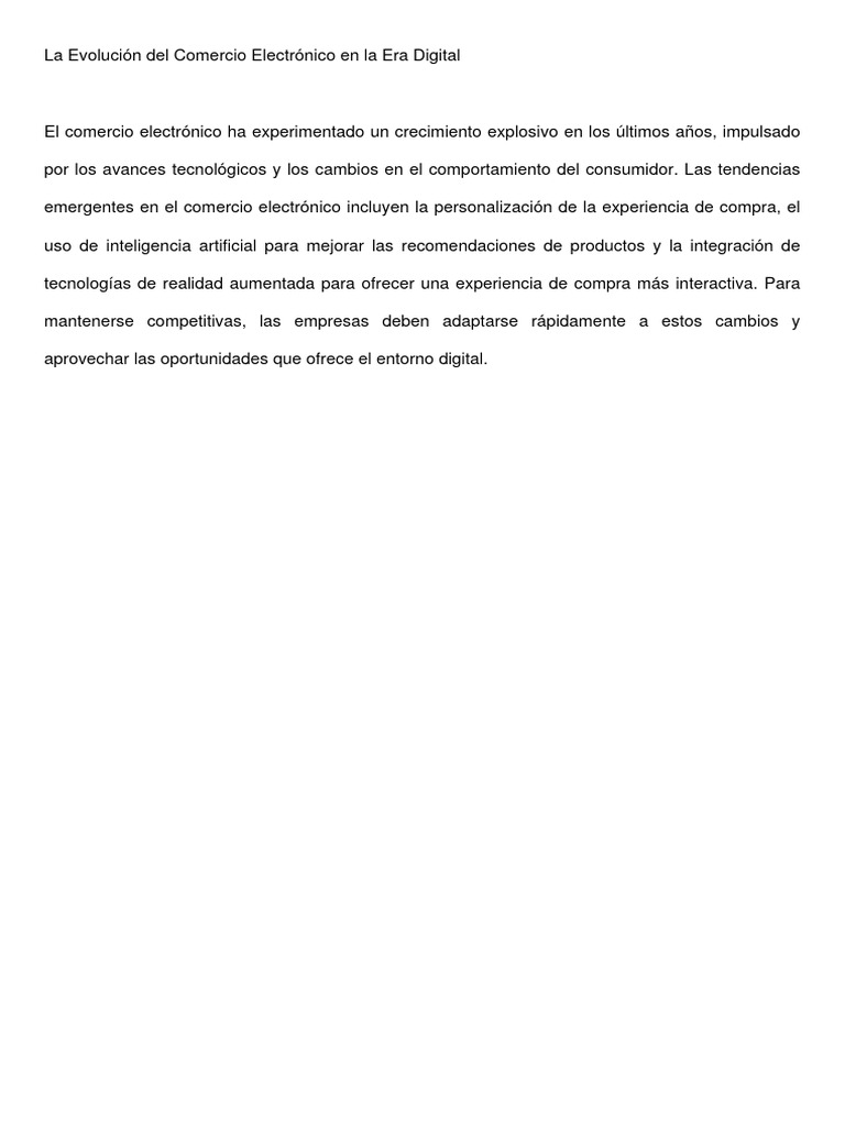 La Evolución Del Comercio Electrónico en La Era Digital | PDF | Negocios