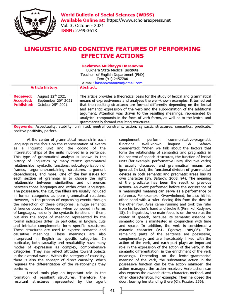 Linguistic Features of Effective Actions | PDF | Lexical Semantics ...