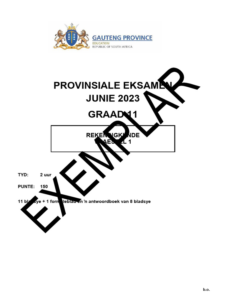 Grade 11 ACC P1 Afrikaans June 2023 Question Paper | PDF