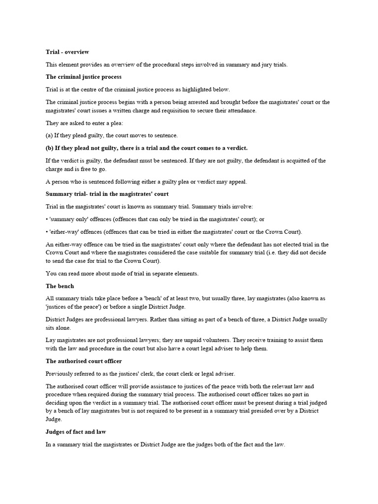 Overview of Trial Procedures in Criminal Law | PDF | Trials | Plea